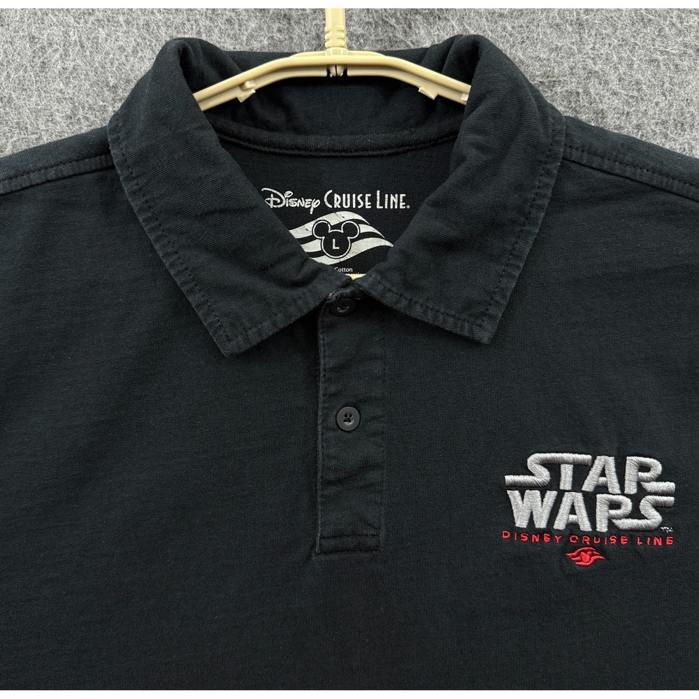 Disney Cruise Line Star Wars Polo Shirt Mens Large Black Cotton Mickey Mouse